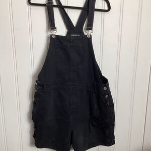 Forever 21 Plus Sz Black Denim Distressed Shortalls Sz 1X